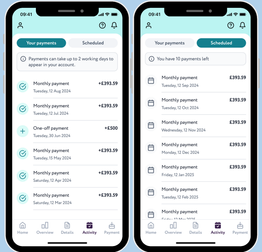 Reevo app payment activity screen