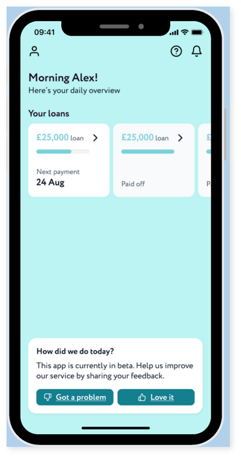 Reevo app home screen